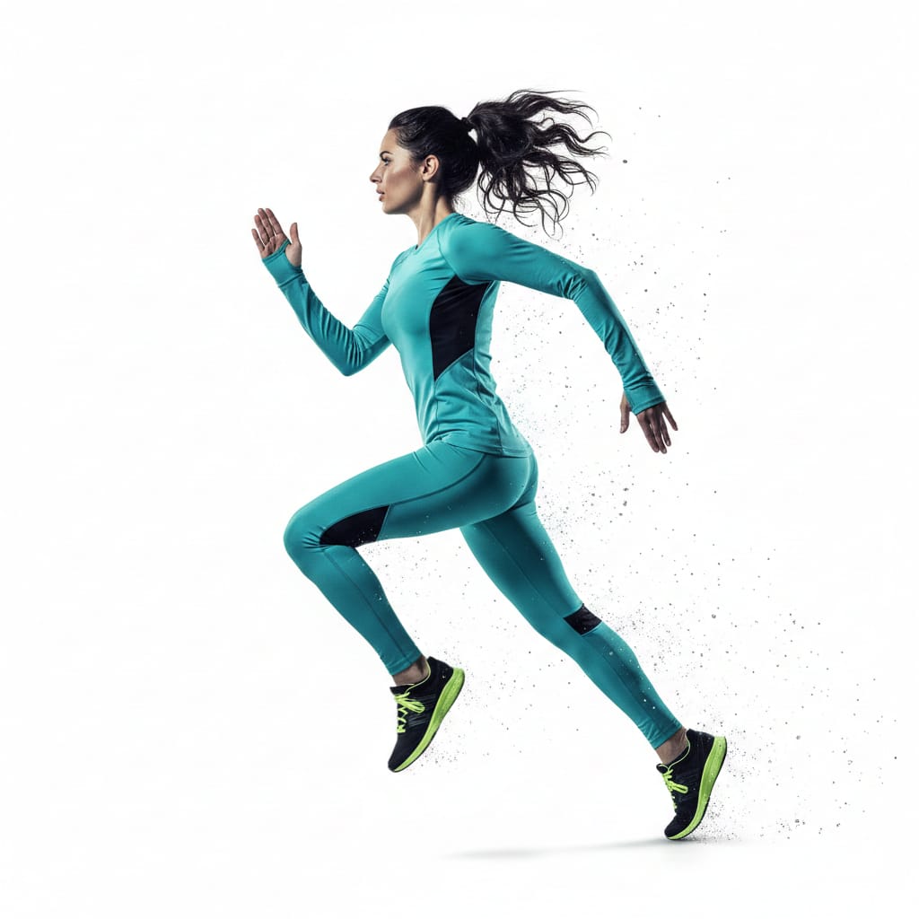 Atleta correndo em alta velocidade com tecnologia